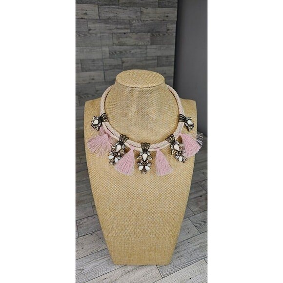 BaubleBar Rapunzel Statement Necklace 16"L Blush Pink Mixed Materials - Picture 1 of 5